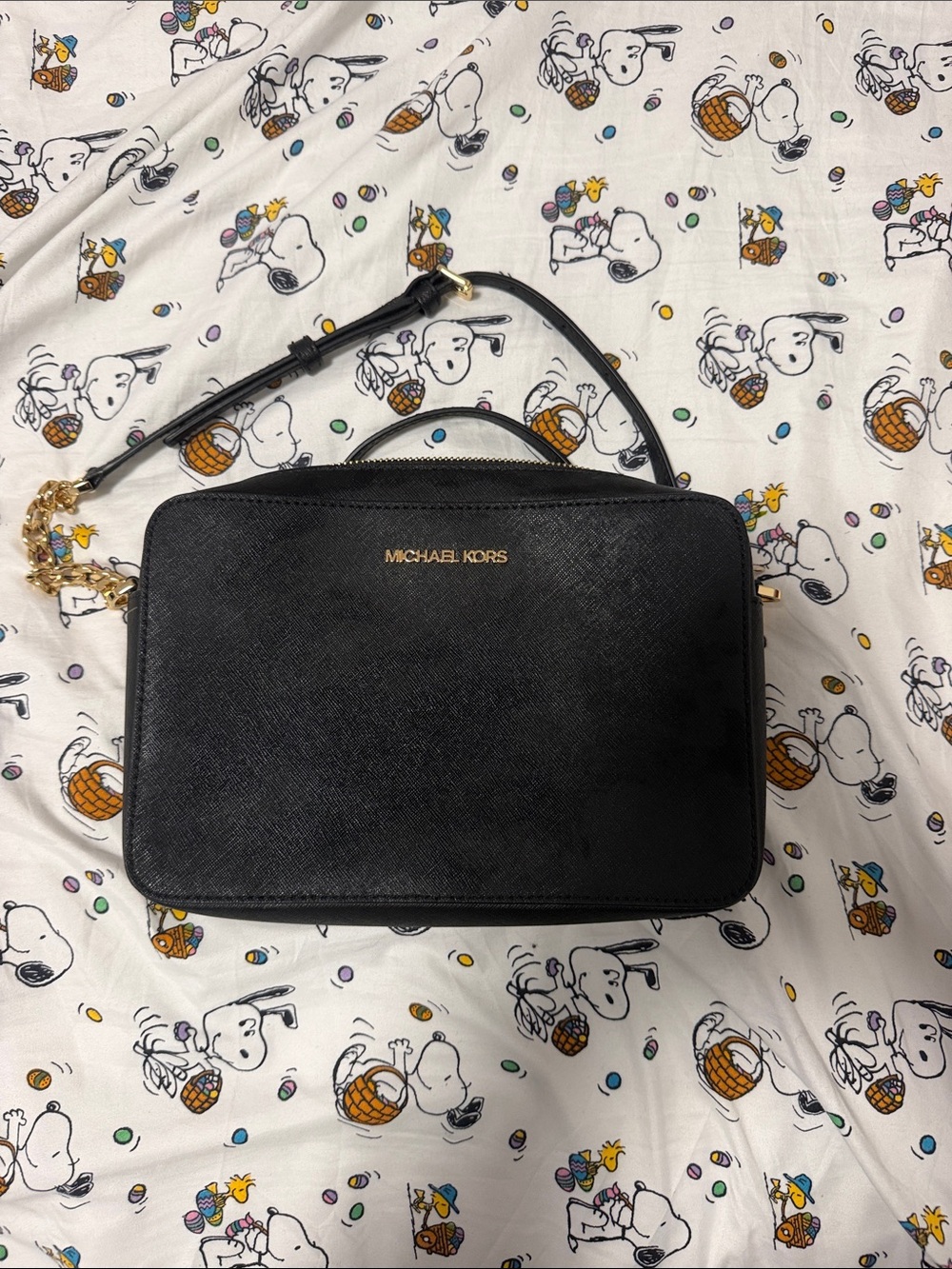 Michael Kors Black Saffiano Crossbody with Gold Hardware